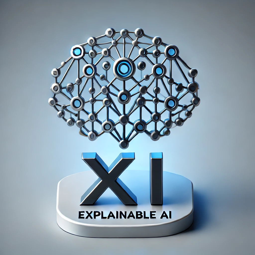DALL·E 2025-03-05 19.13.54 – A modern, minimalistic logo representing Explainable AI (XAI). The design should incorporate a stylized AI brain with interconnected nodes and pathway